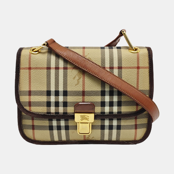 Coated Canvas Shoulder Bag Brown