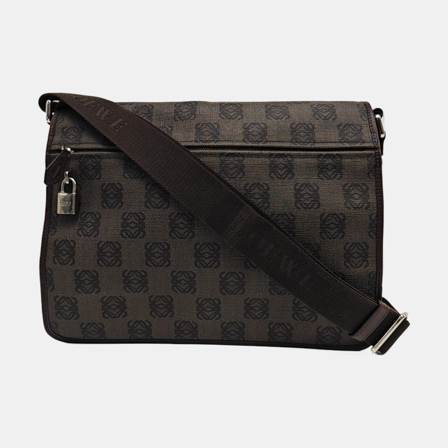 Coated Canvas Shoulder Bag Brown