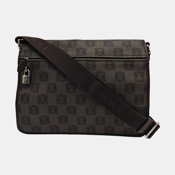 Coated Canvas Shoulder Bag Brown
