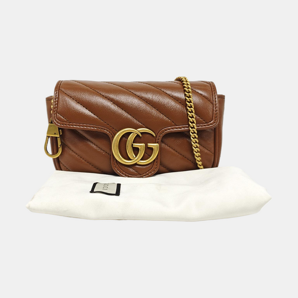 GG Marmont Mini Quilted Calfskin Brown