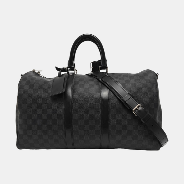 KEEPALL 45 Damier Graphite Coated Canvas Gray