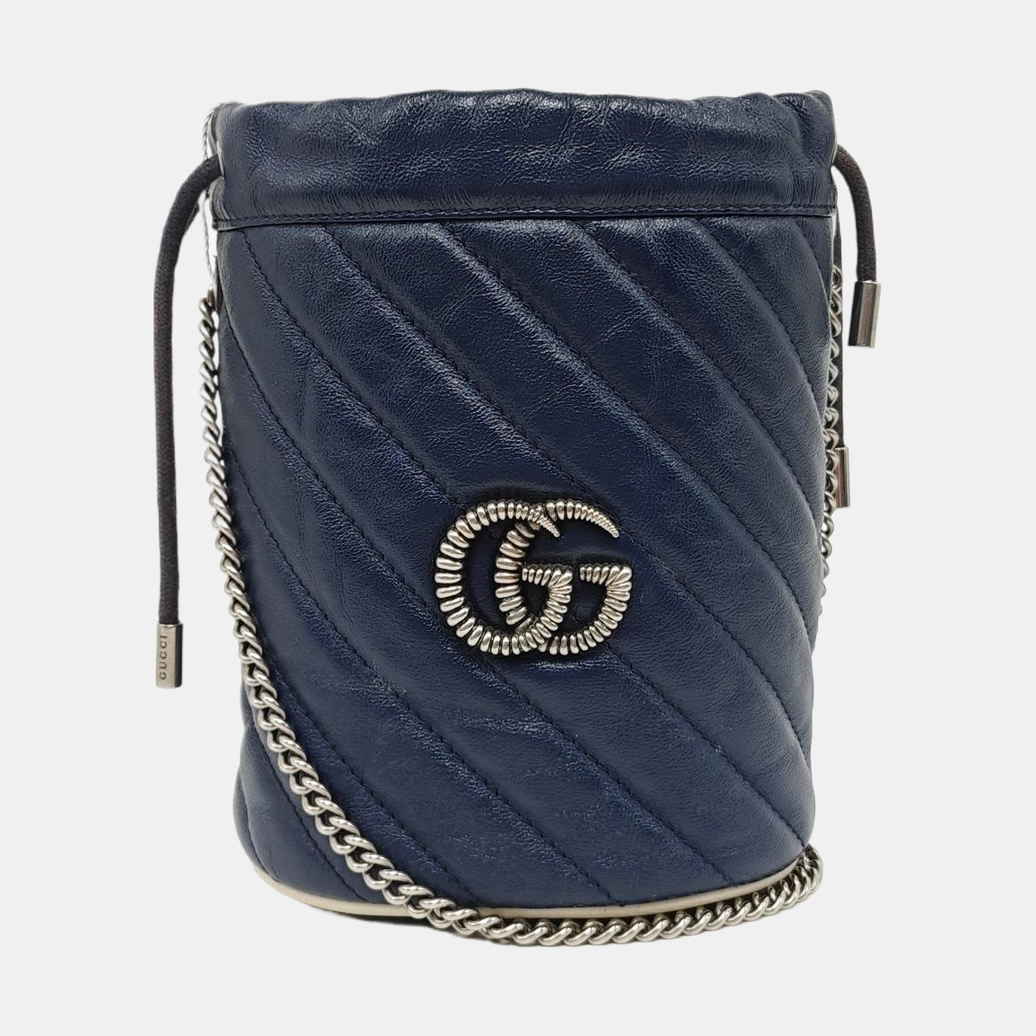 GG Marmont Minibolsa de piel acolchada azul