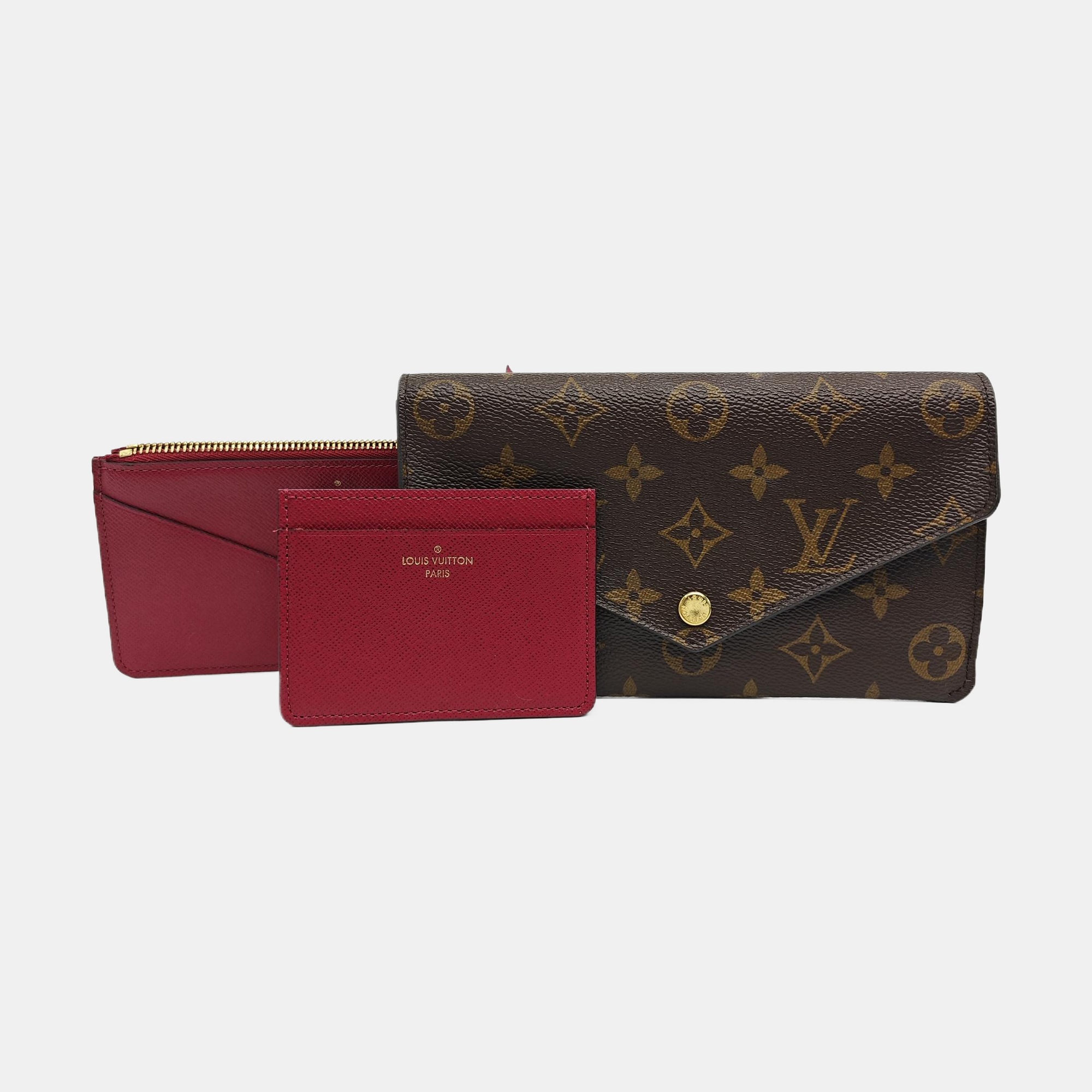 SARAH Monogram Coated Canvas Brown Wallet