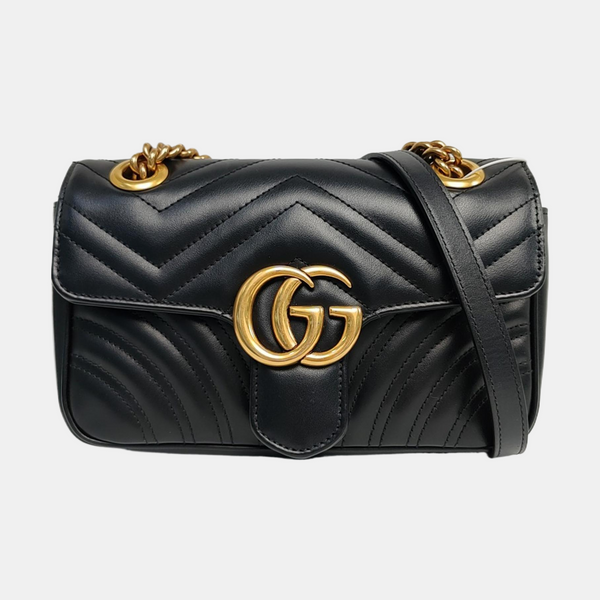 GG Marmont Small Quilted Calfskin Black