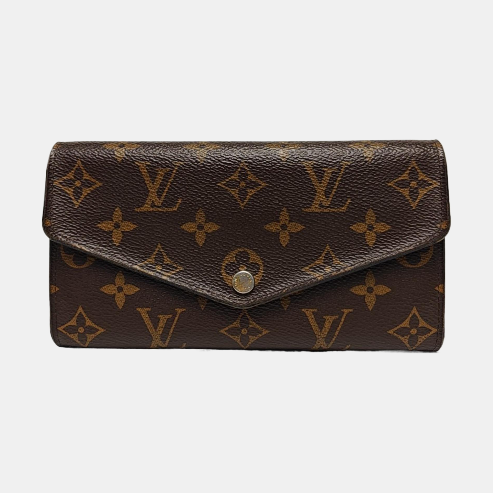 SARAH Monogram Coated Canvas Brown Wallet