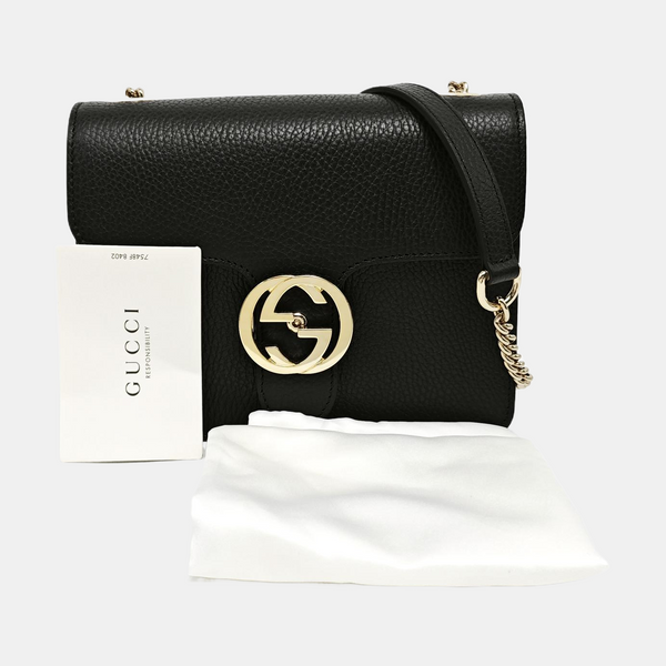 Interlocking G Small Calfskin Black