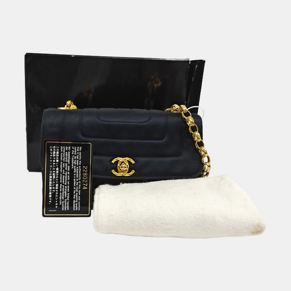Quilted Silk Satin Black