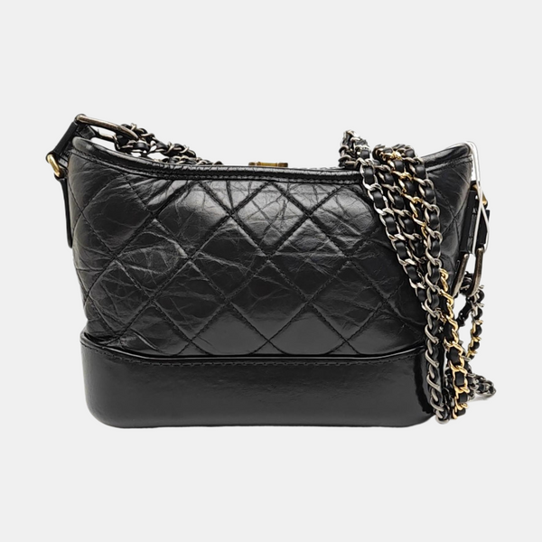 GABRIELLE Small Quilted Vintage Calf Black