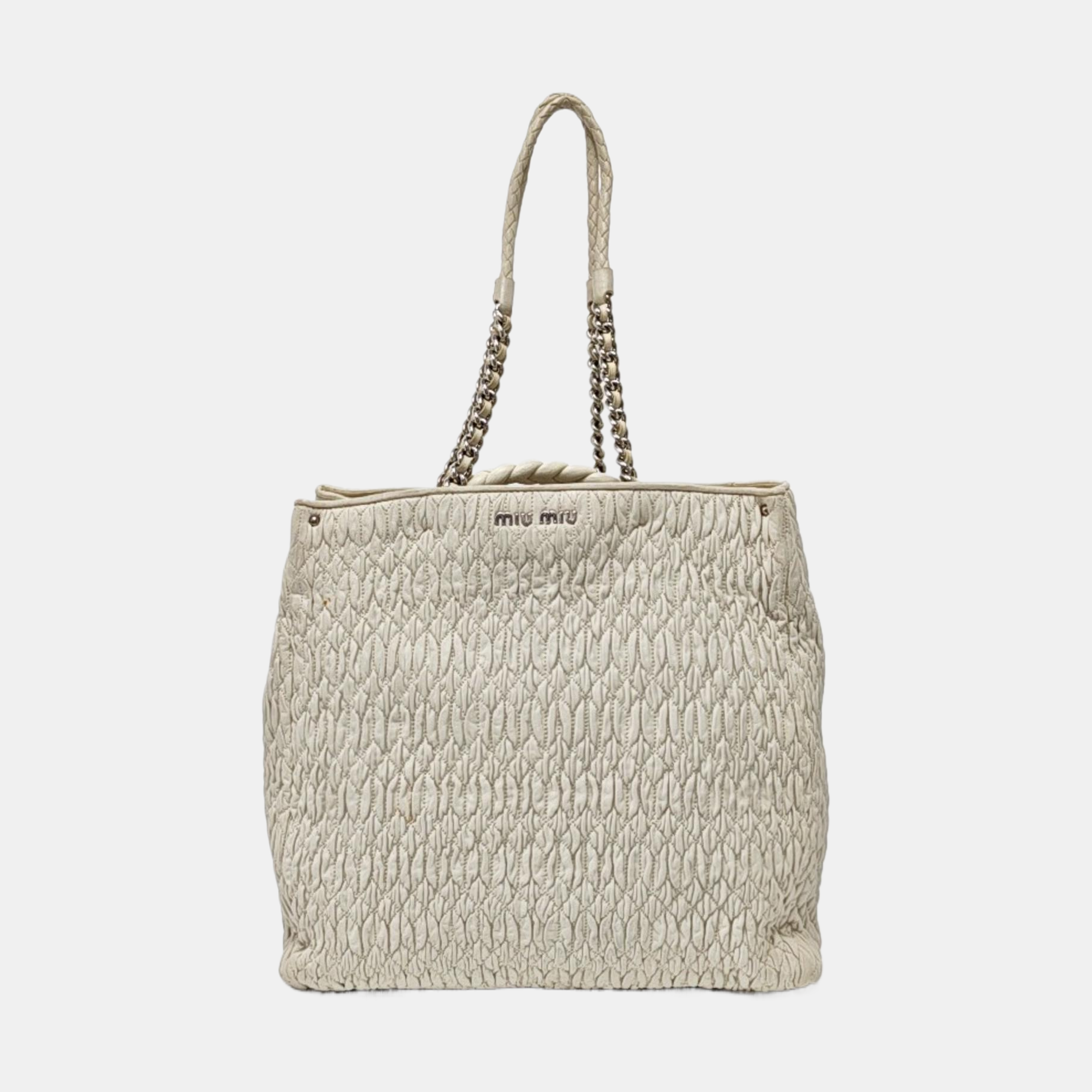 Quilted Lambskin Shoulder Bag White