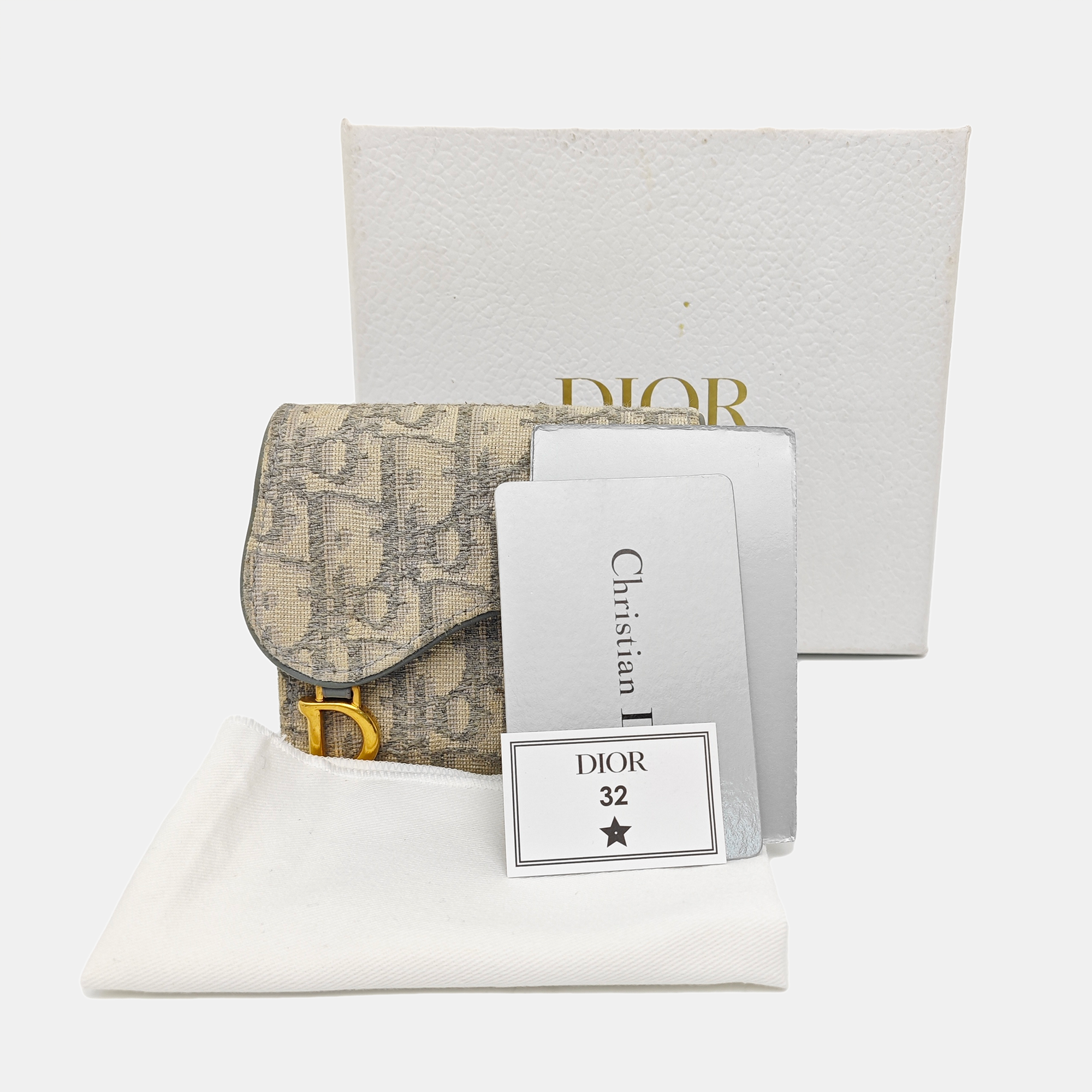 Saddle Mini Oblique Canvas Beige Card Holder