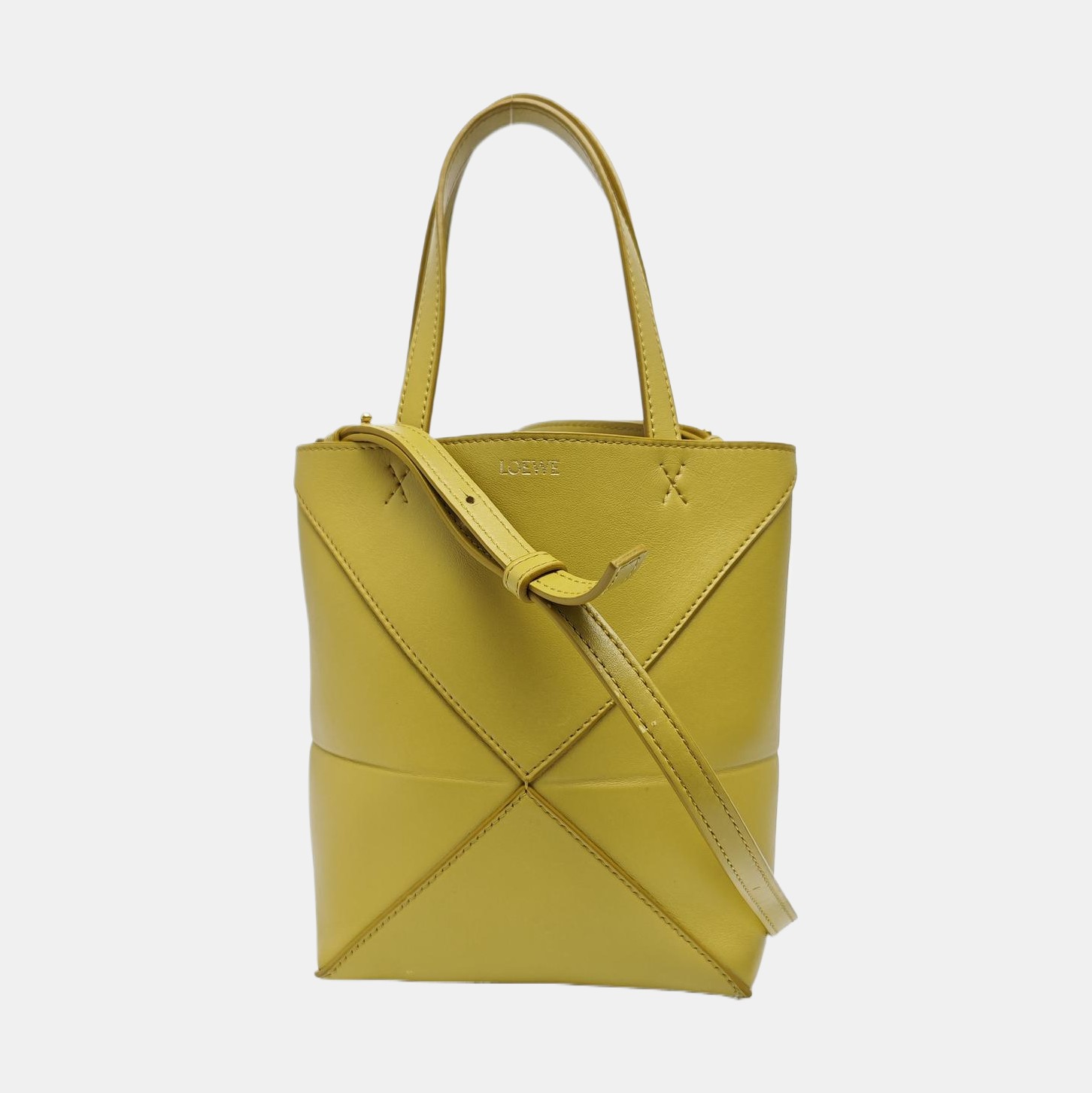 Puzzle Fold Mini Quilted Calfskin Yellow
