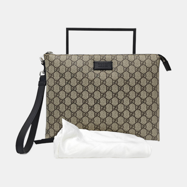 Monogram Coated Canvas Clutch Brown