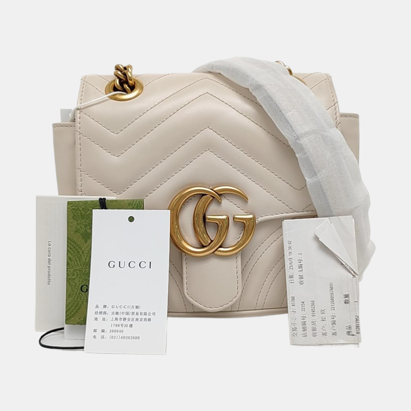 GG Marmont Mini Quilted Calfskin White