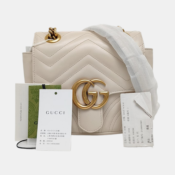 GG Marmont Mini Quilted Calfskin White