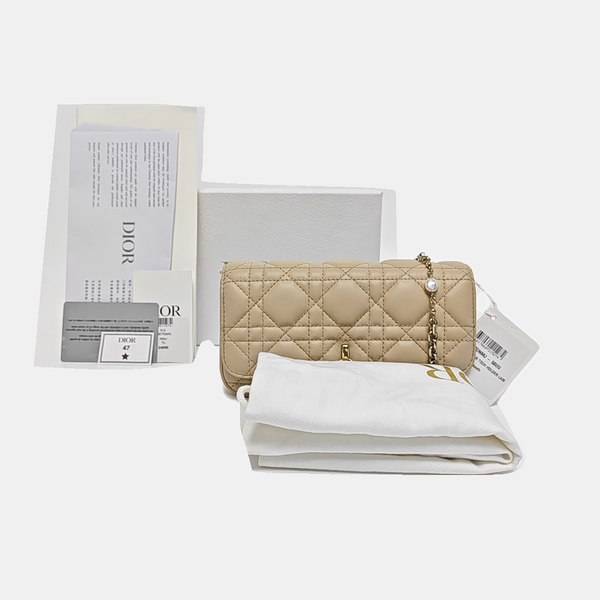 Lady Dior Mini Cannage Lambskin Beige
