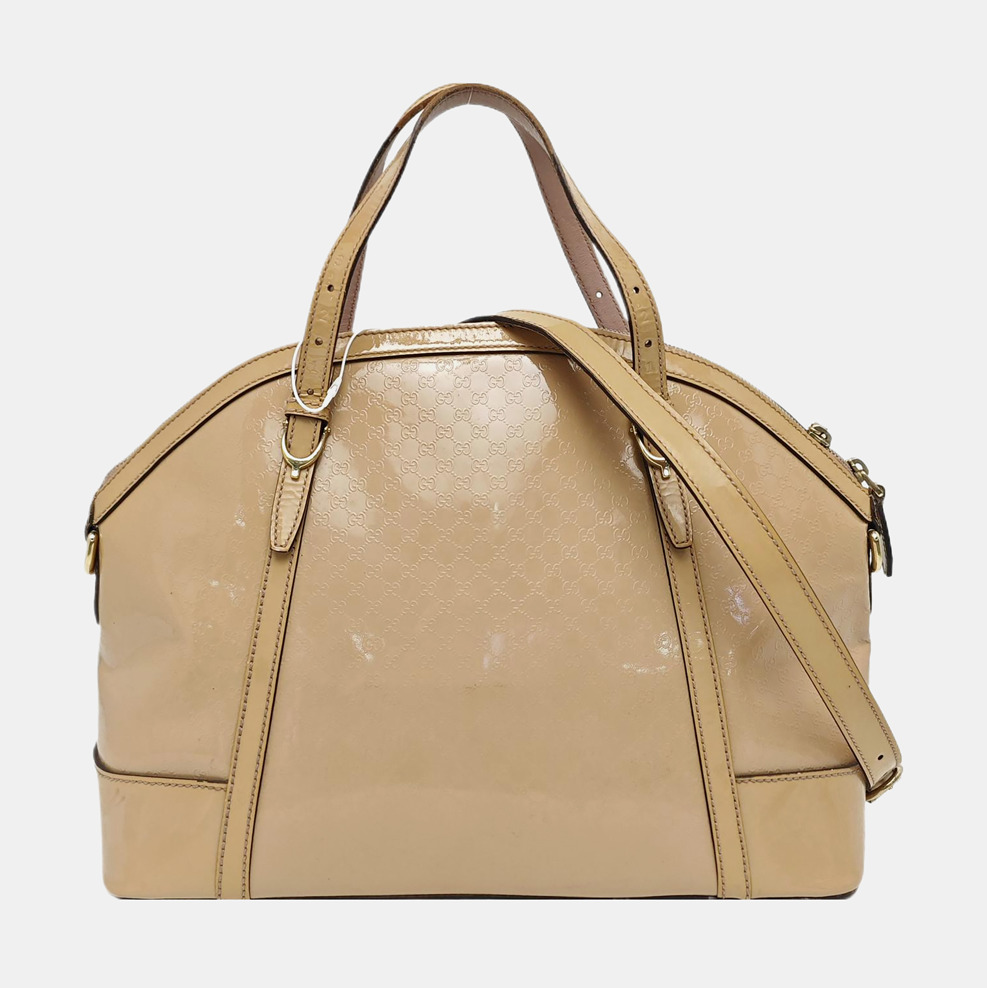 Monogram Patent Leather Shoulder Bag Beige