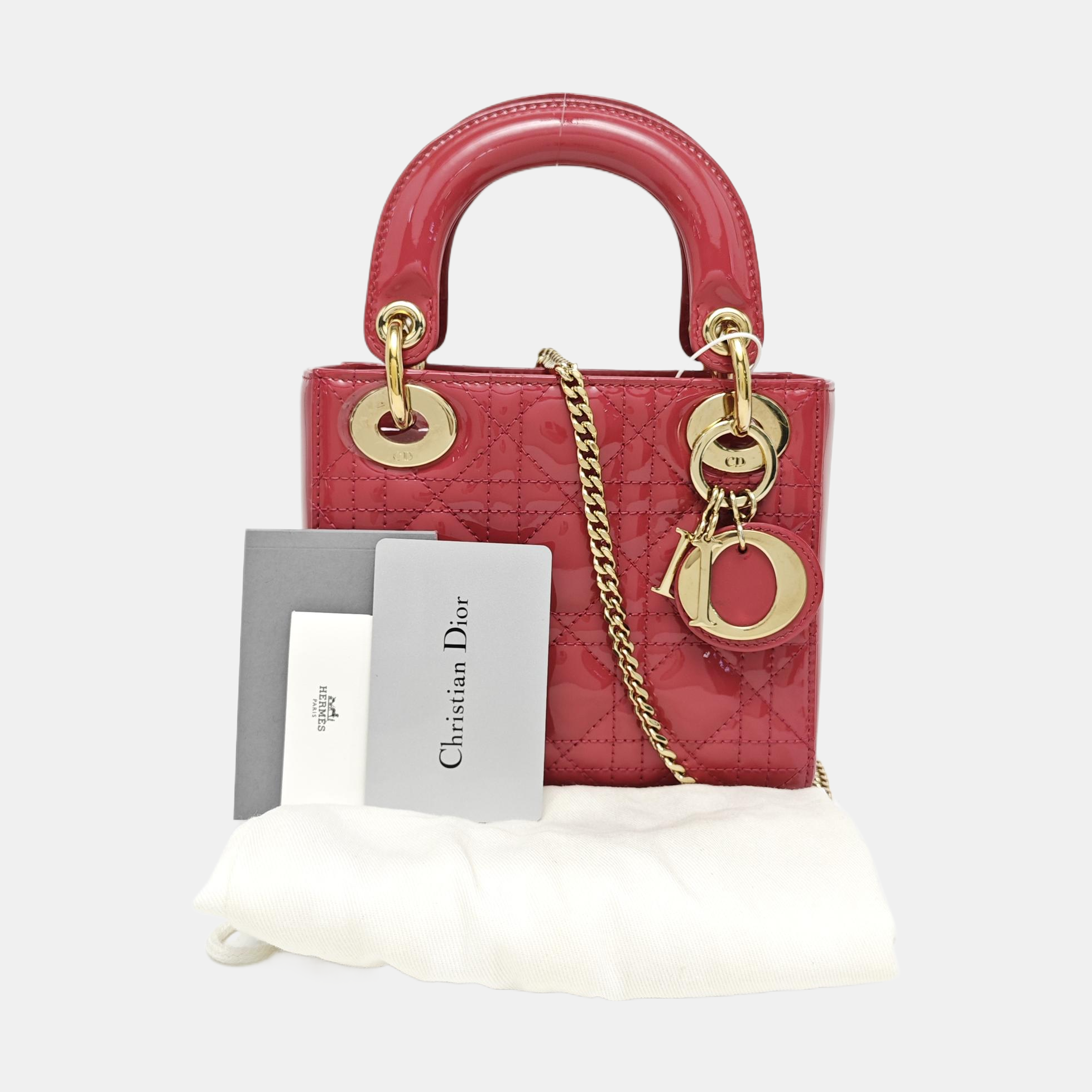 Lady Dior Mini Cannage Patent Leather Pink
