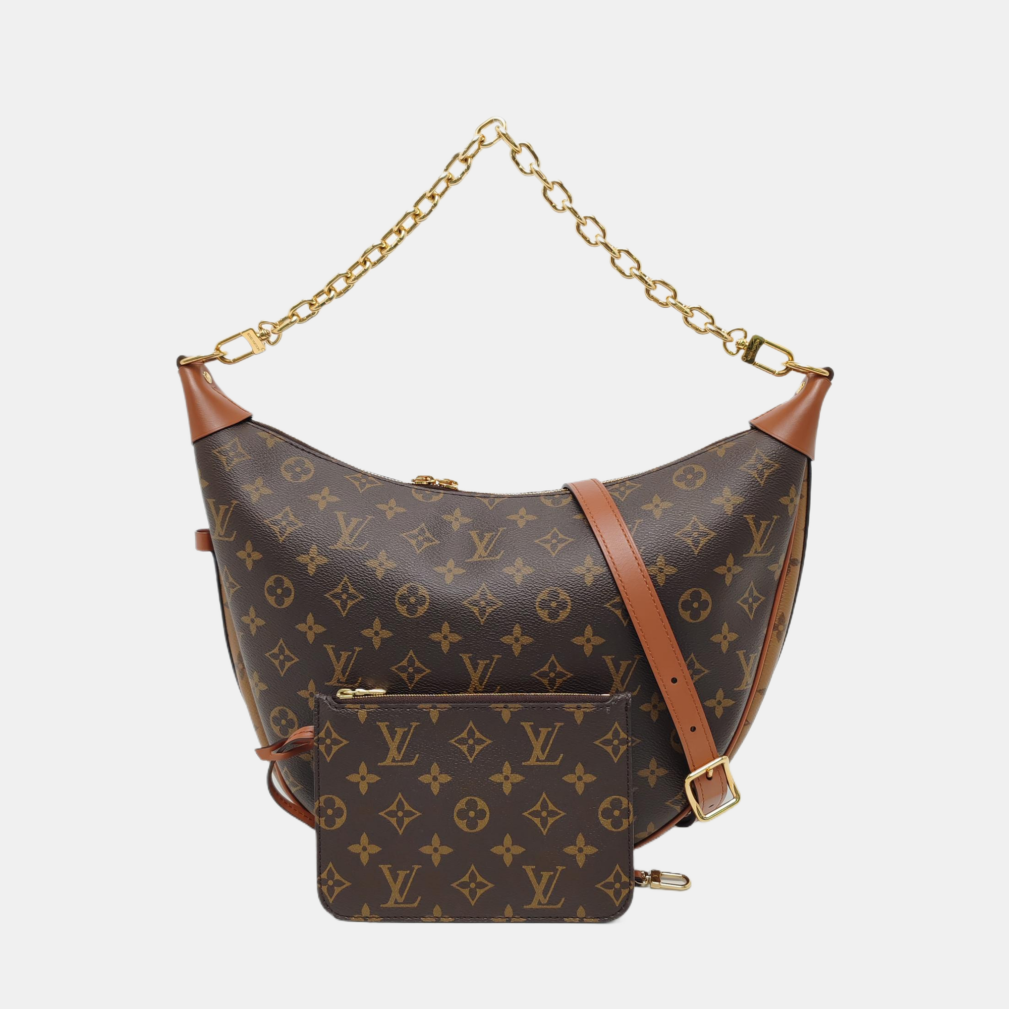 LOOP HOBO Monogram Coated Canvas Brown