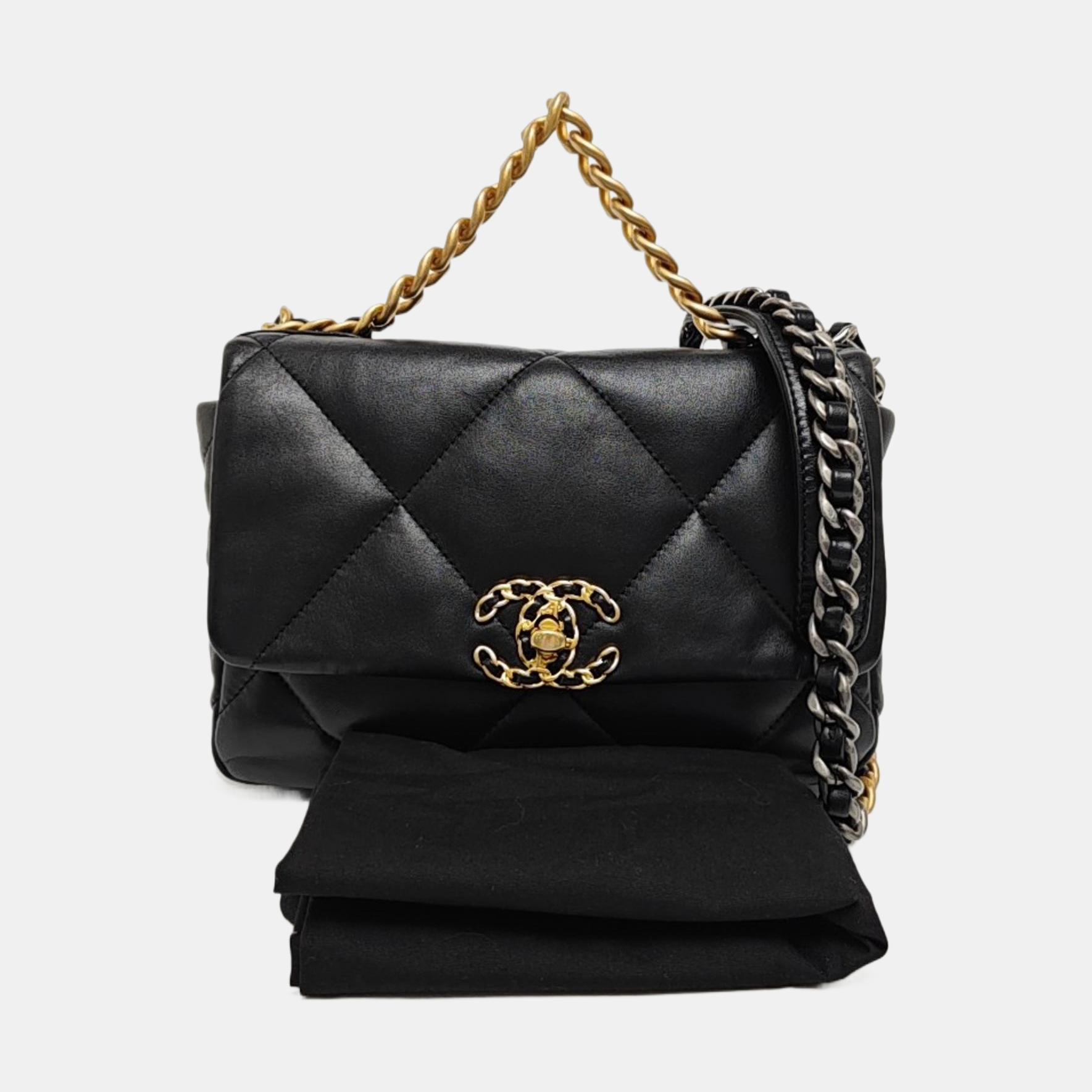 CHANEL 19 Small Quilted Lambskin Black
