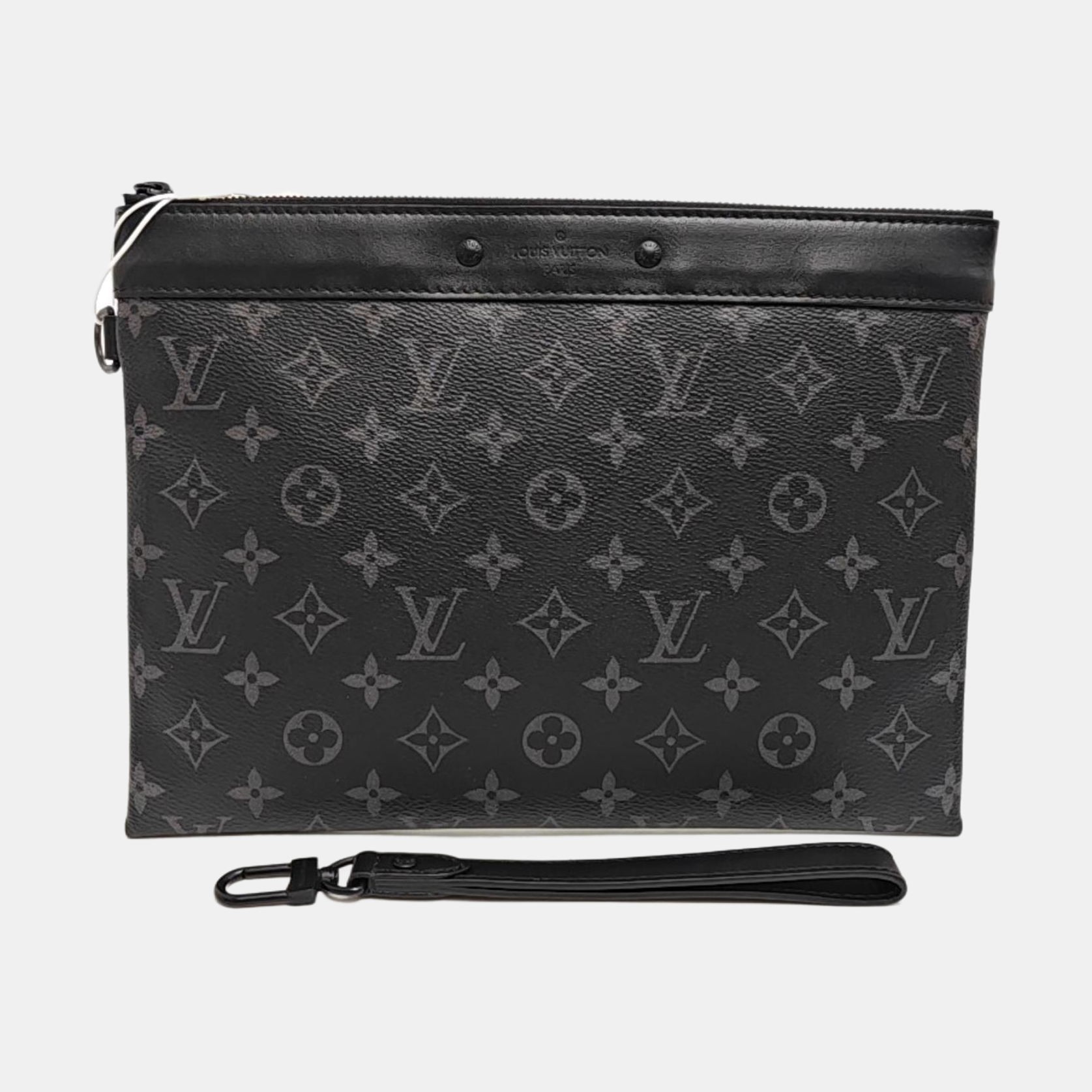Monogram Coated Canvas Clutch Black