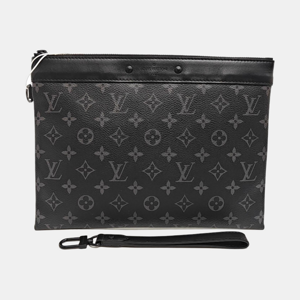 Monogram Coated Canvas Clutch Black