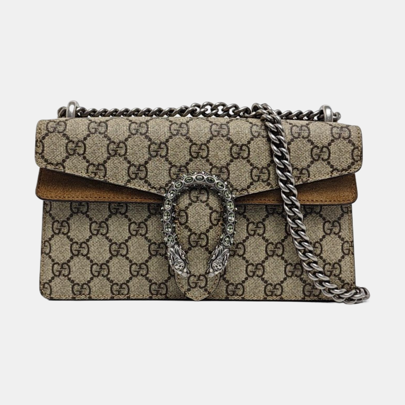 Dionysus Small Monogram Coated Canvas Beige