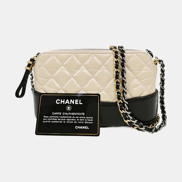 Authenticated pre-owned  GABRIELLE Mini Quilted Calfskin Beige - Shoulder Bag at Looply