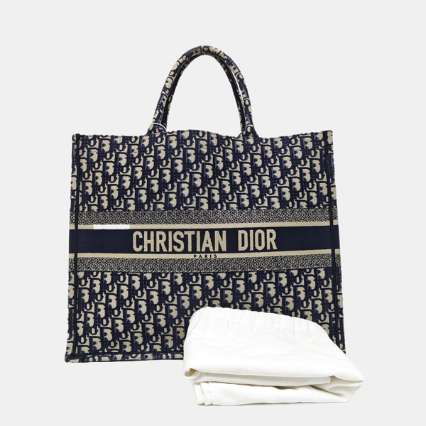 Book Tote Large Oblique Canvas Blue