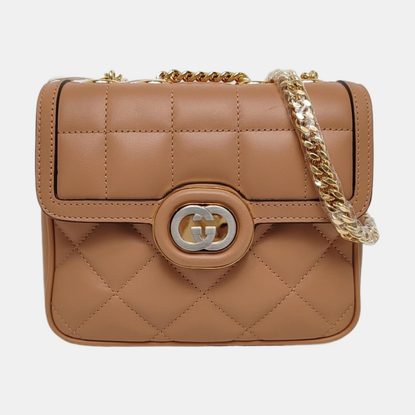 Interlocking G Mini Quilted Calfskin Brown