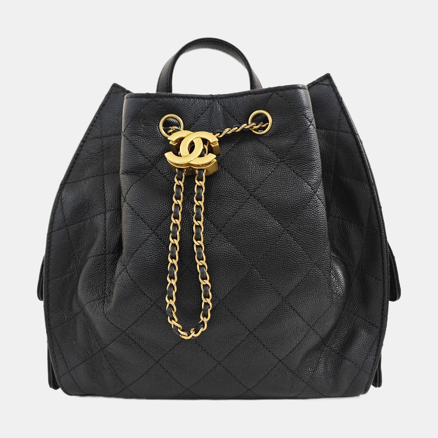 CHANEL 25 Medium Quilted Grained Calfskin Black