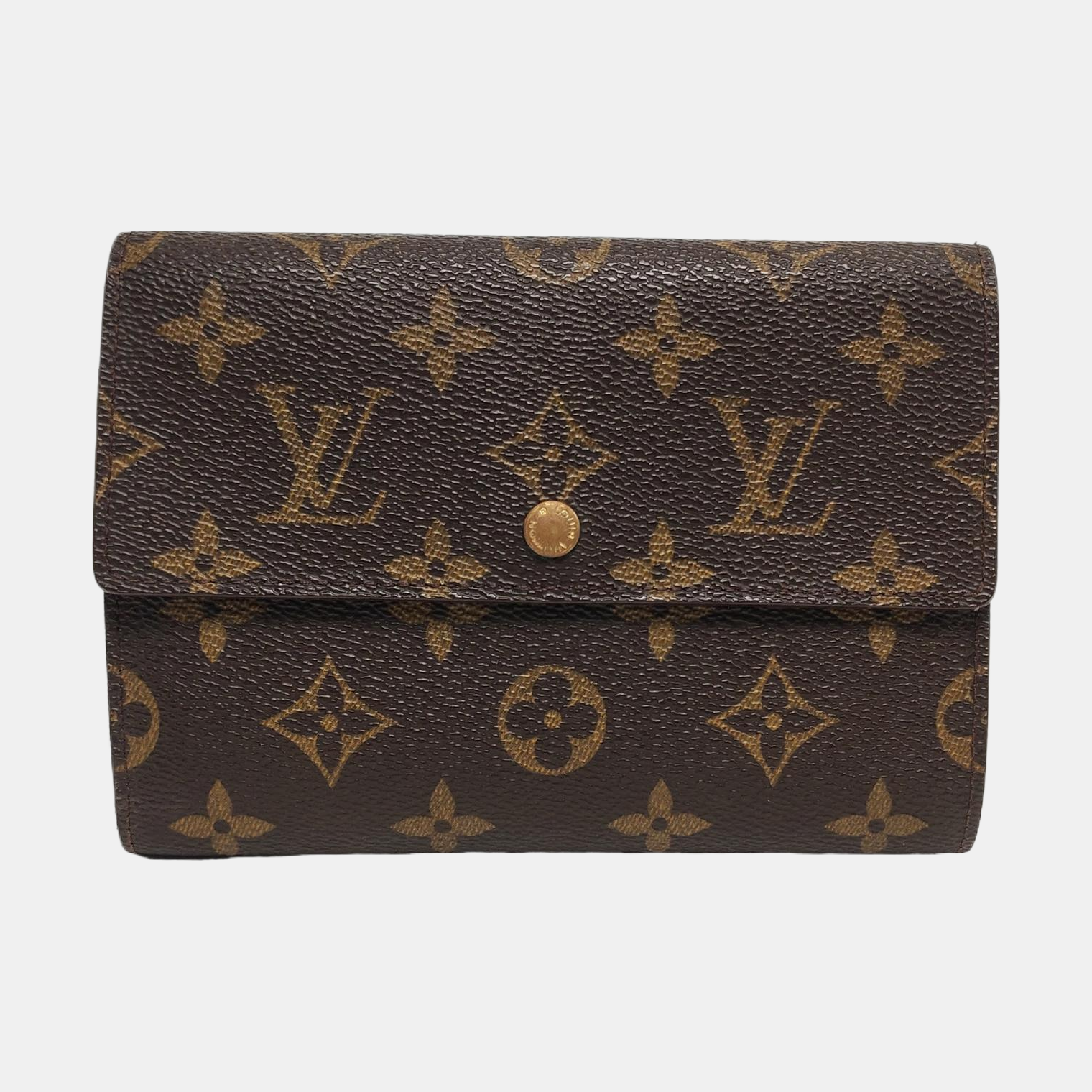 PORTE MONNAIE Monogram Coated Canvas Brown Wallet