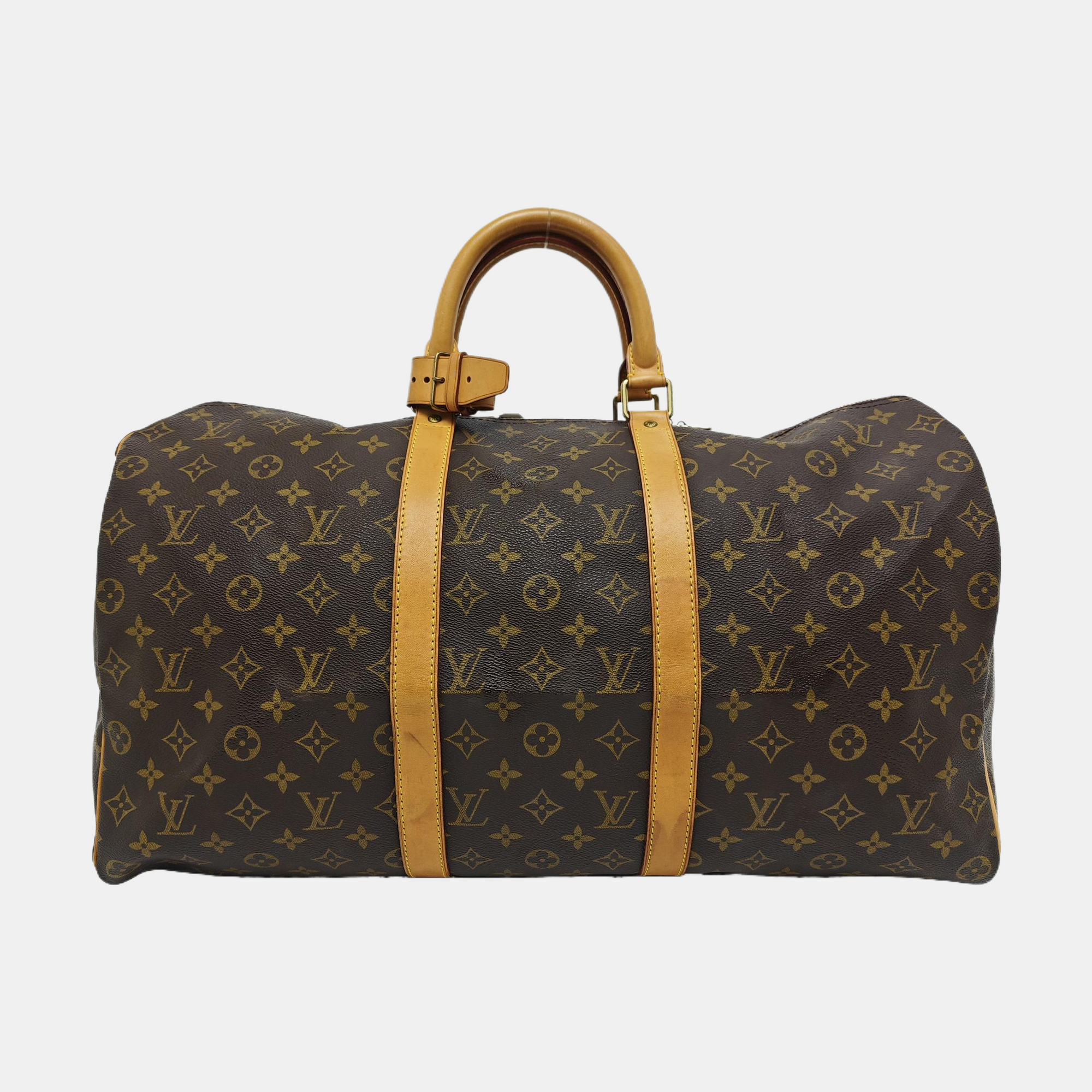 KEEPALL 50 Monogram Coated Canvas Brown