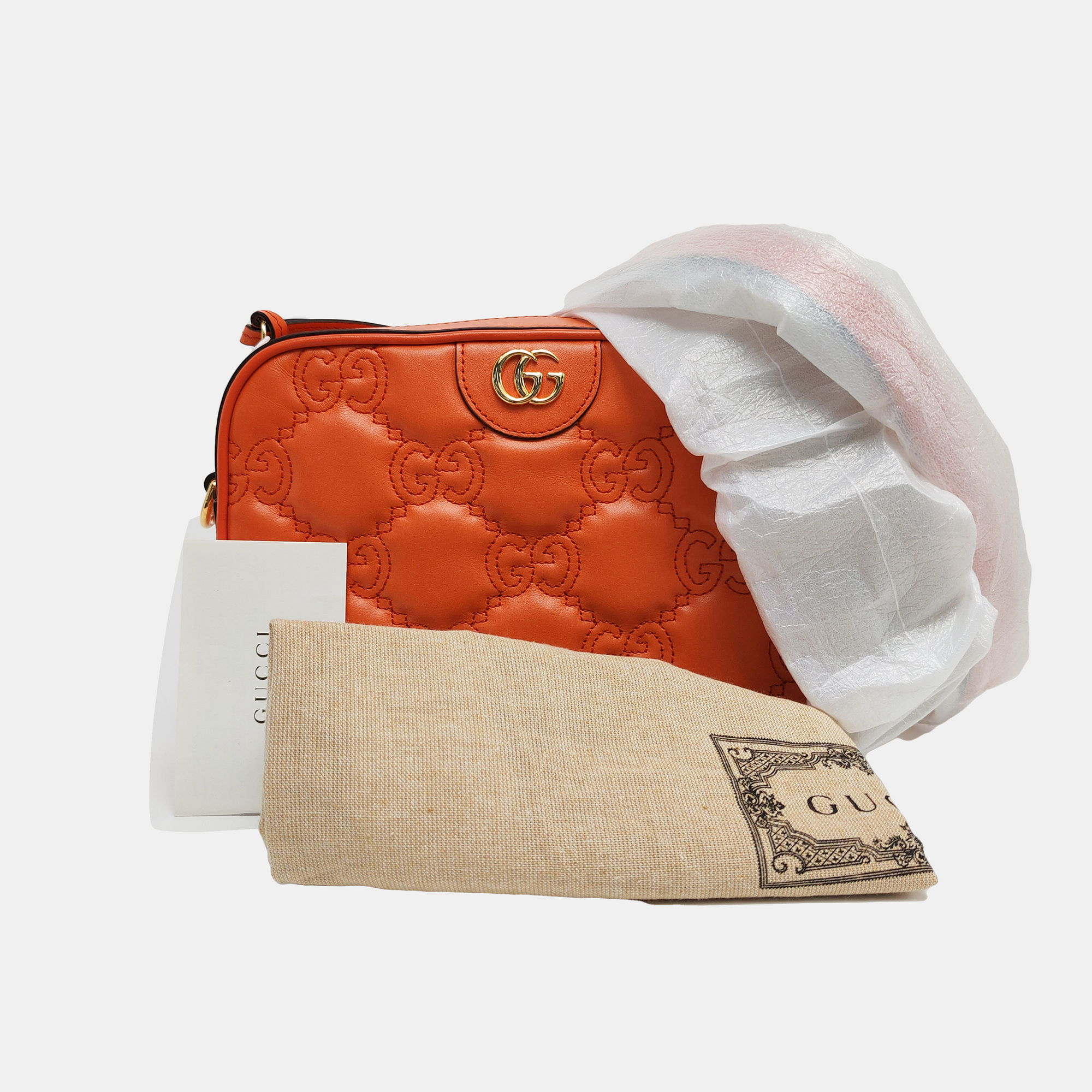 GG Matelassé Quilted Calfskin Orange