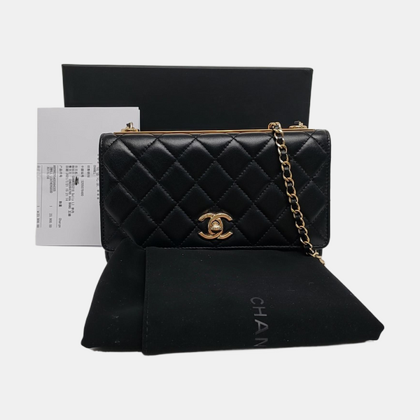 Authenticated pre-owned  TRENDY CC WOC Quilted Lambskin Black - Crossbody Bag at Looply