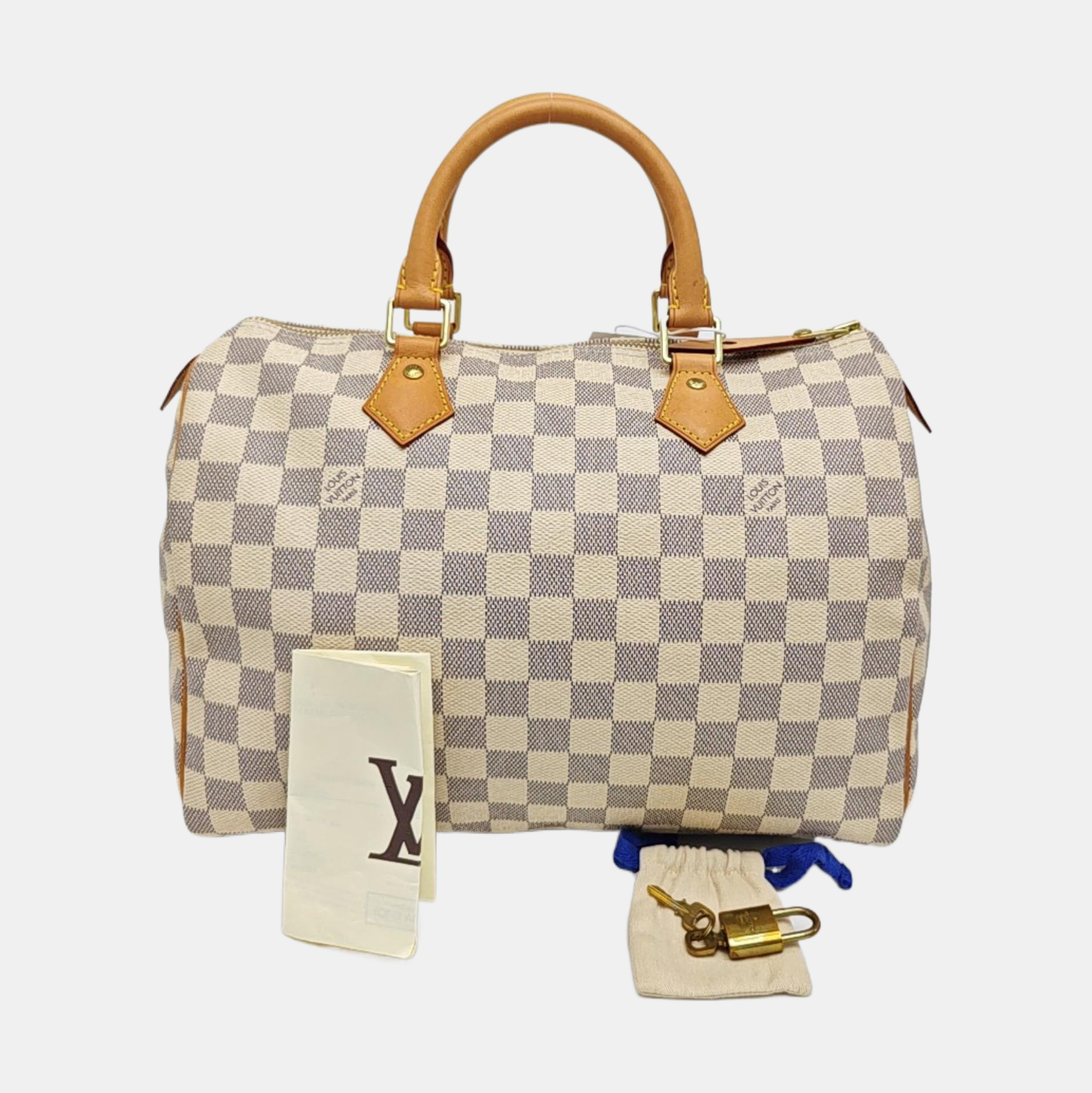 SPEEDY 30 Damier Azur Coated Canvas White