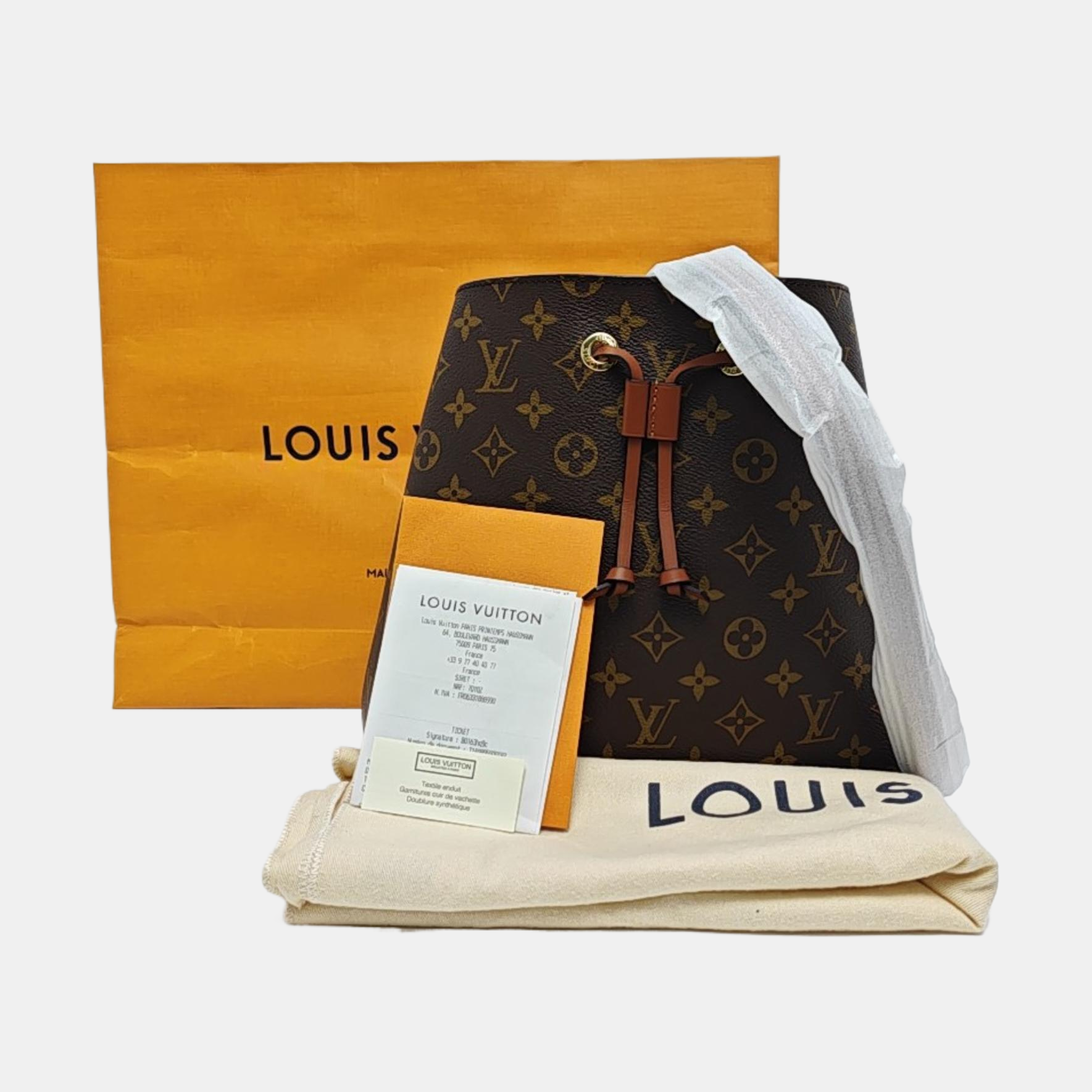 NÉONOÉ MM Monogram Coated Canvas Brown