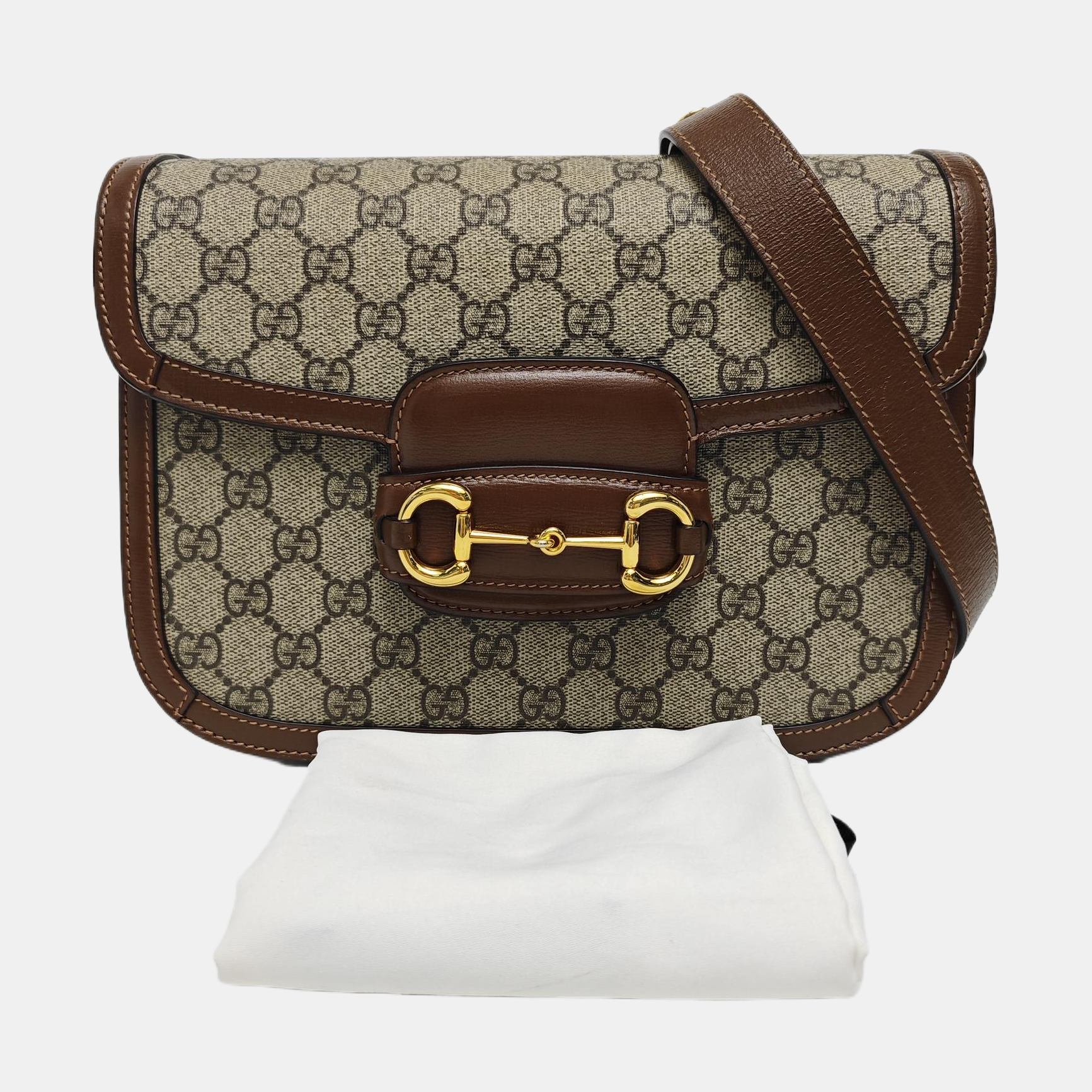 Horsebit 1955 Medium Monogram Coated Canvas Beige