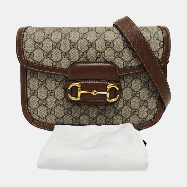 Horsebit 1955 Medium Monogram Coated Canvas Beige