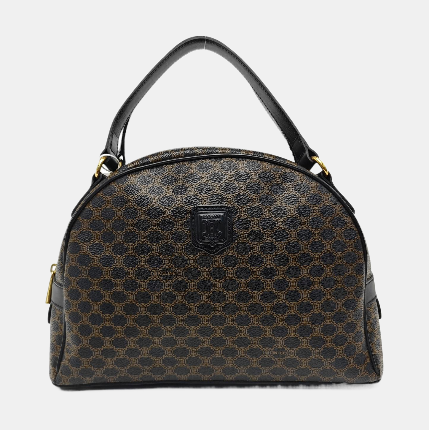 Coated Canvas Top Handle Bag Black