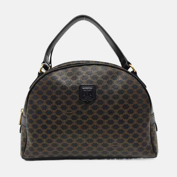 Coated Canvas Top Handle Bag Black