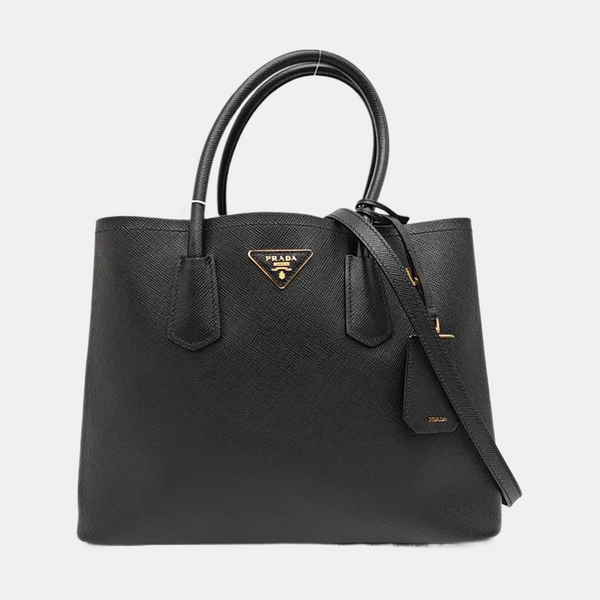 Double Large Saffiano Calfskin Black