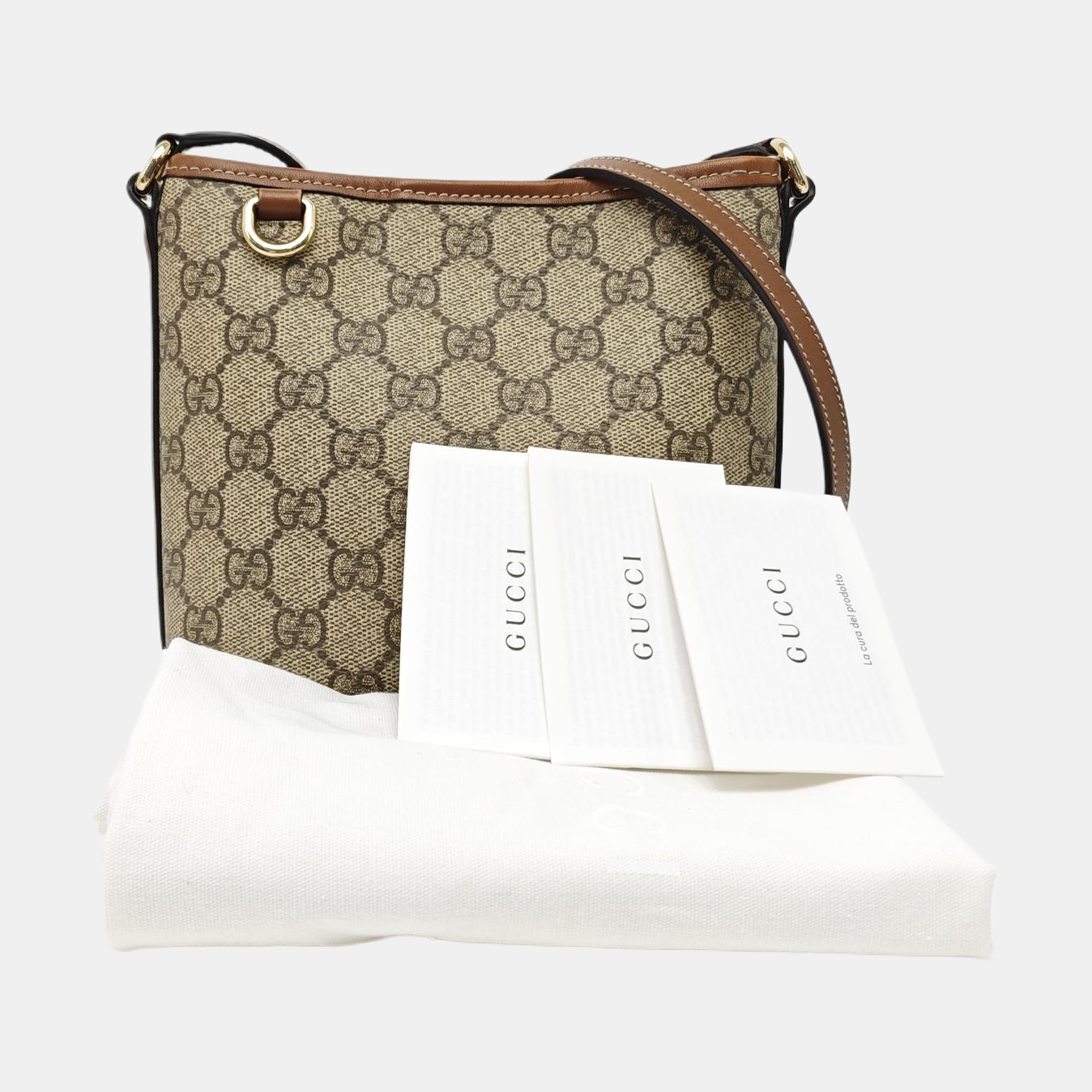GG Emblem Monogram Coated Canvas Beige
