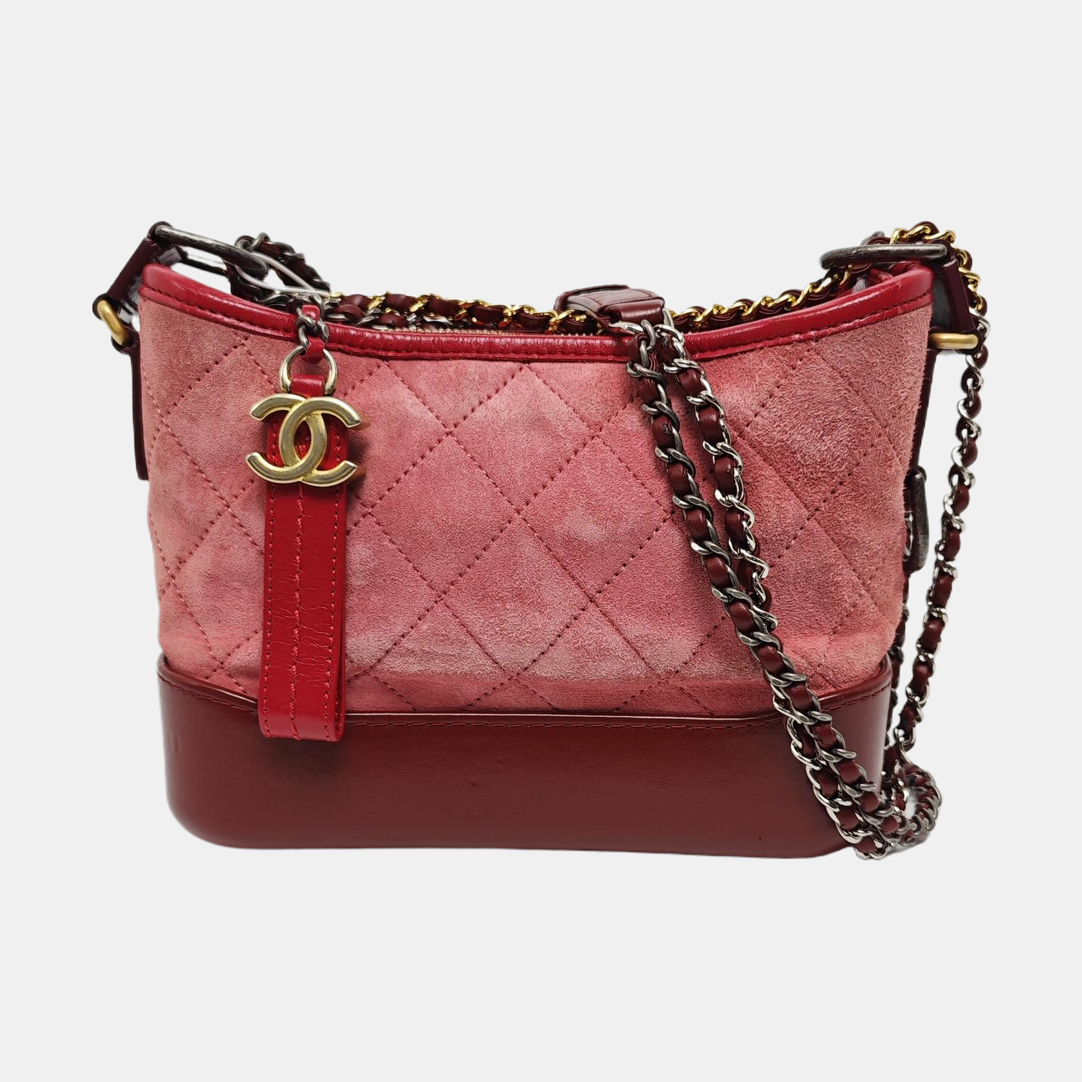 Authenticated pre-owned  GABRIELLE Small Quilted Suede Red - Shoulder Bag at Looply