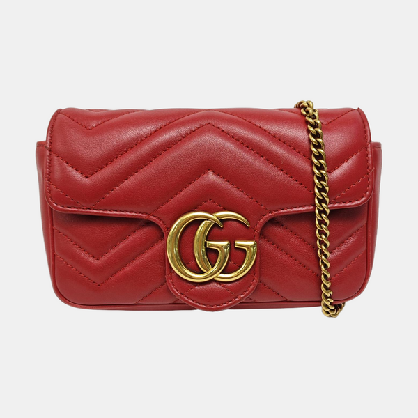 GG Marmont Mini Quilted Calfskin Red