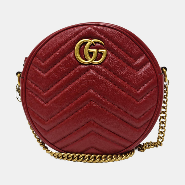 GG Marmont Mini Piel de Becerro Matelaseada Roja