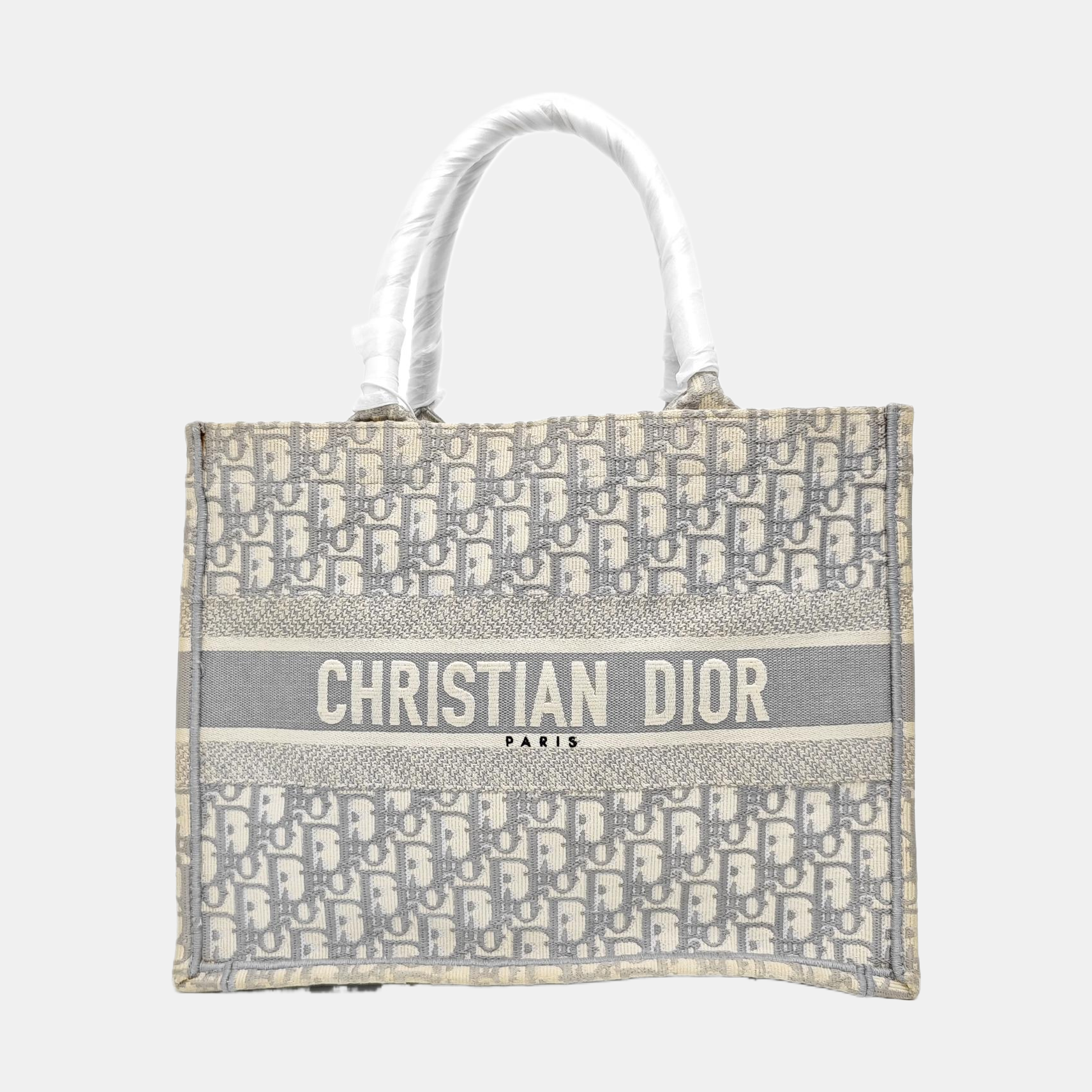 Book Tote Medium Oblique Canvas White