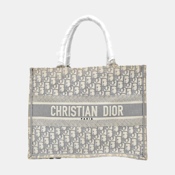 Book Tote Medium Oblique Canvas White