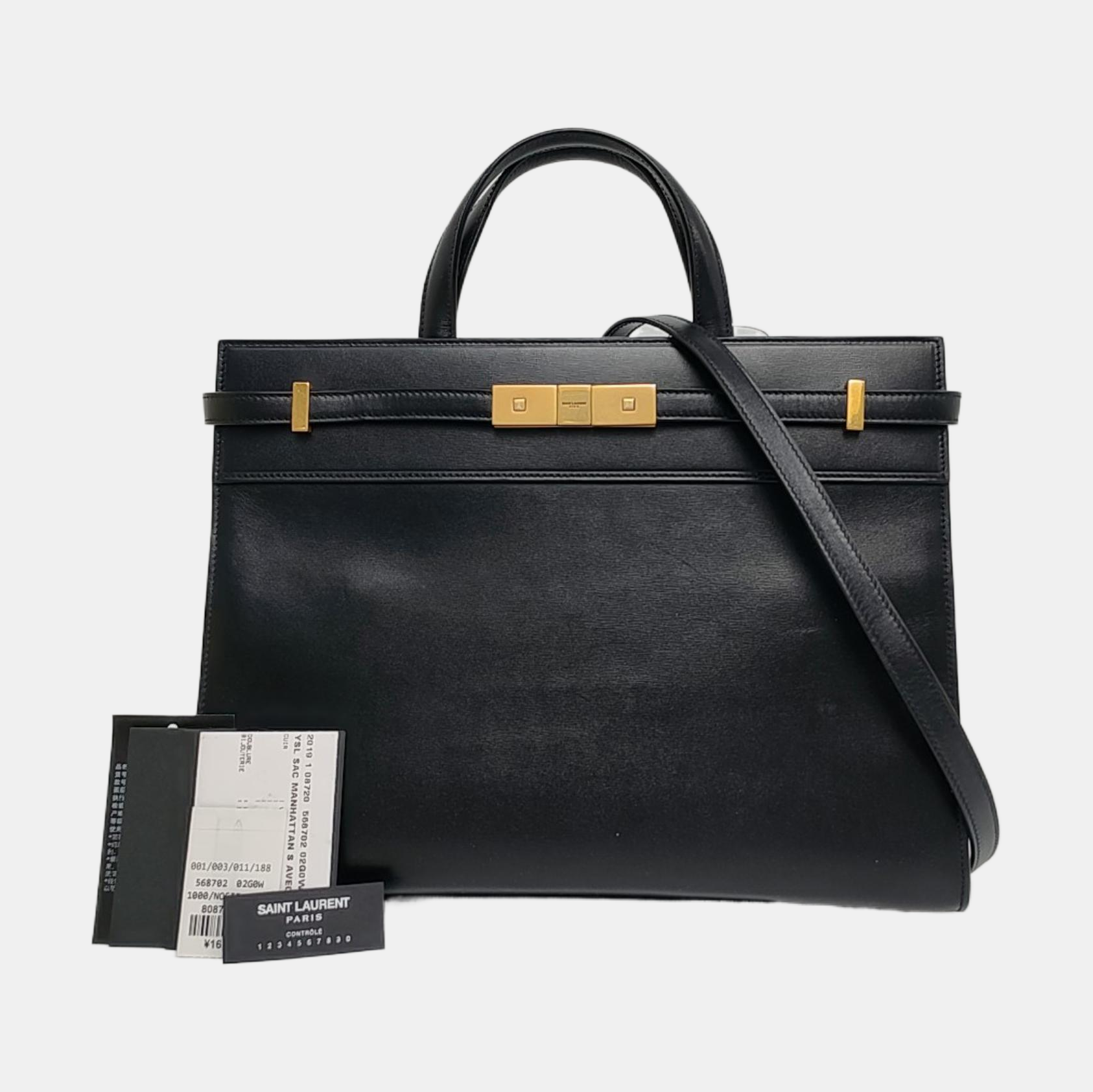 Authenticated pre-owned  MANHATTAN Small Calfskin Black - Tote Bag at Looply