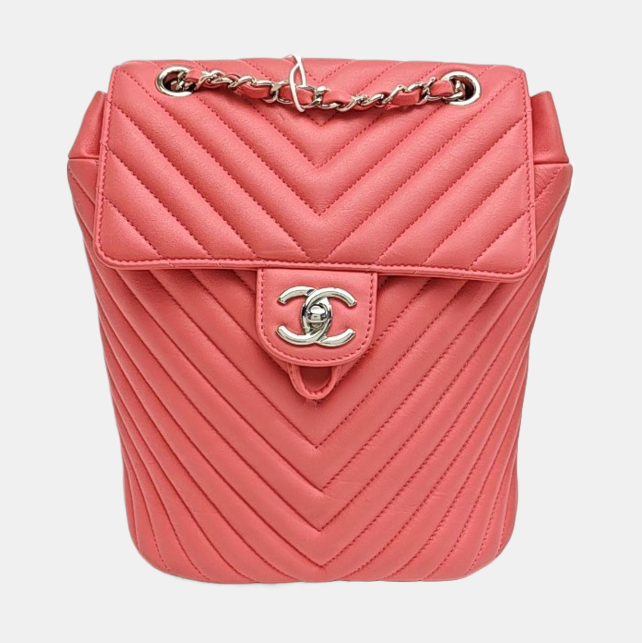 Chevron Calfskin Backpack Pink