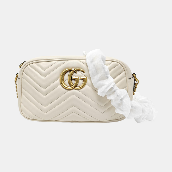 GG Marmont Small Quilted Calfskin White